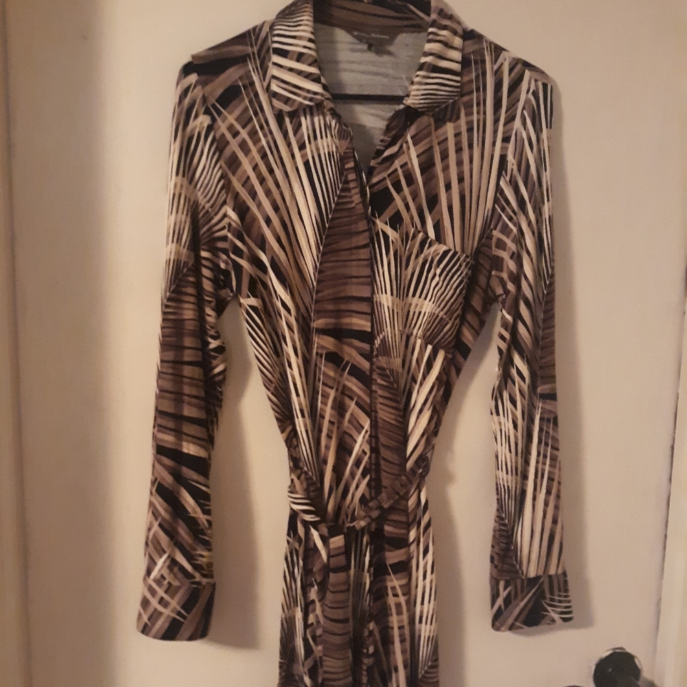 Knit classic wrap shirt dress